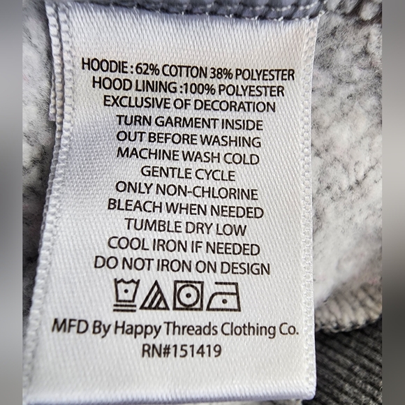 DISNEY MINNIE MOUSE Gray Girl’s Black Hoodie Zip Sweatshirt SZ 5 - Picture 7 of 8